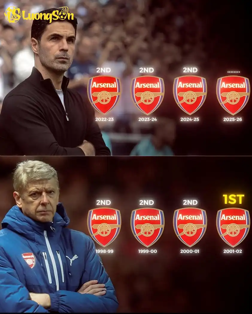 HLV Wenger cũng từng 3 năm liên tiếp giành ngôi Á quân Premier League, và vô địch ở mùa giải 2001/2002. Liệu Arteta có thể làm được điều tương tự ở mùa 2025/2026? HLV Wenger cũng từng 3 năm liên tiếp giành ngôi Á quân Premier League, và vô địch ở mùa giải 2001/2002. Liệu Arteta có thể làm được điều tương tự ở mùa 2025/2026?